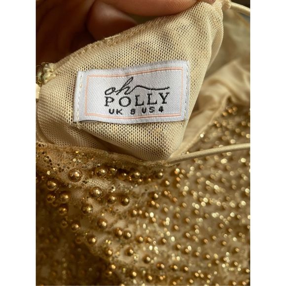 Oh Polly 4 beaded gold sparkle mini bodycon dress - Picture 8 of 9